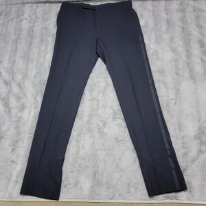 Ralph Lauren Purple Label Pants Mens 43x42 Navy Wool Slim Tuxedo Pleated Dress